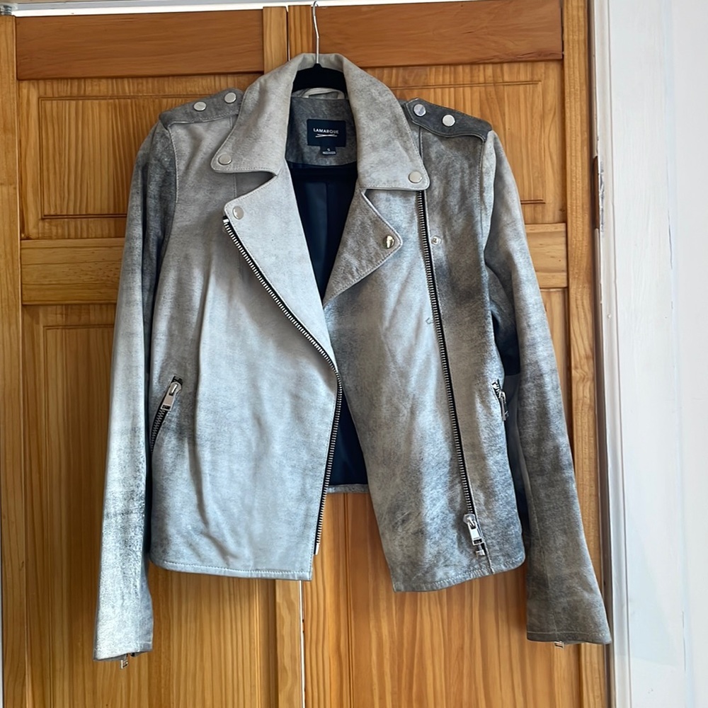 LaMarque Leather tie dye / marble Moto jacket
